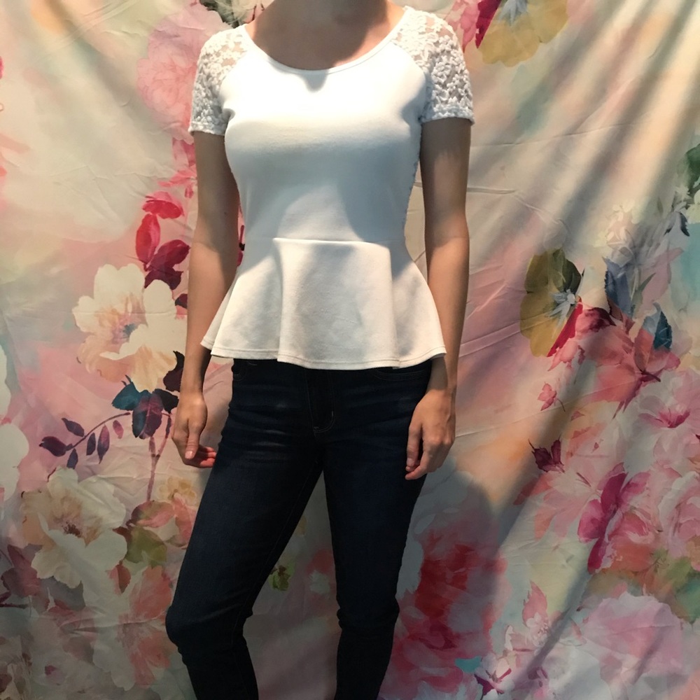 Lace peplum shirt